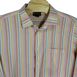 Patrick James Signature Collection XXL Cotton Colourful Stripe Long Sleeve Shirt